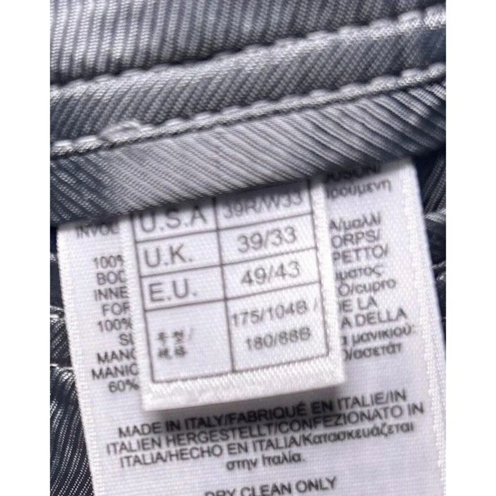 Brooks Brothers Blazer Men's 39R Gray Pinstripe 1818 Fitzgerald Slim Fit Italy